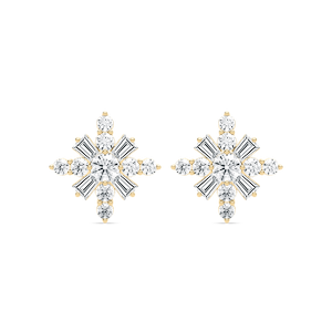 4 ⁷/₈ ctw Round and Tapered Baguette Lab Grown Diamond Snowflake Stud Earrings