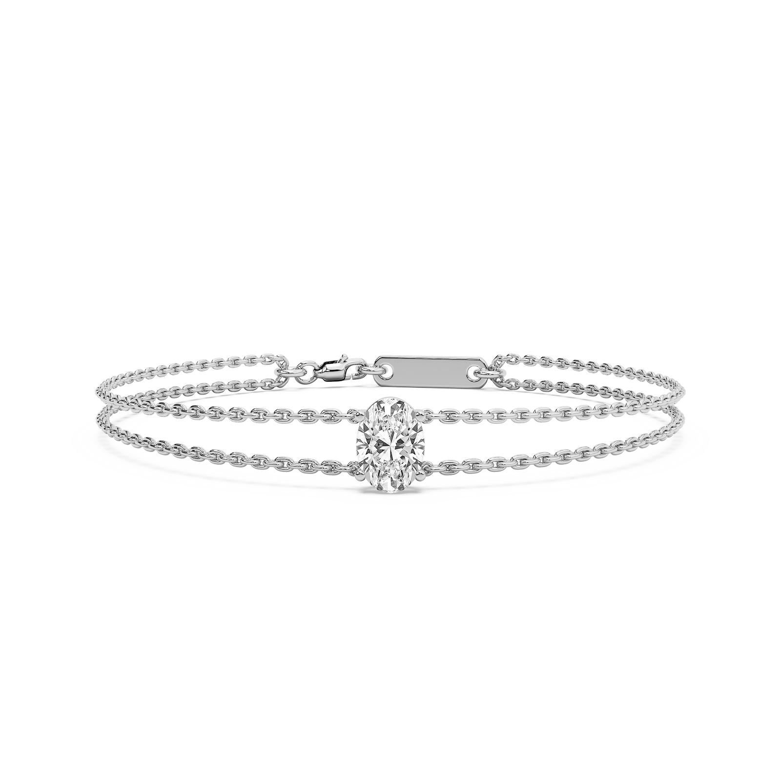1 ctw Oval Lab Grown Diamond Solitaire Chain Bracelet  - 7 Inches