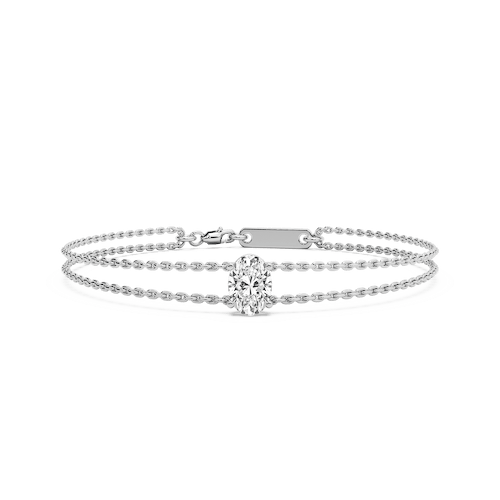 1 ctw Oval Lab Grown Diamond Solitaire Chain Bracelet  - 7 Inches
