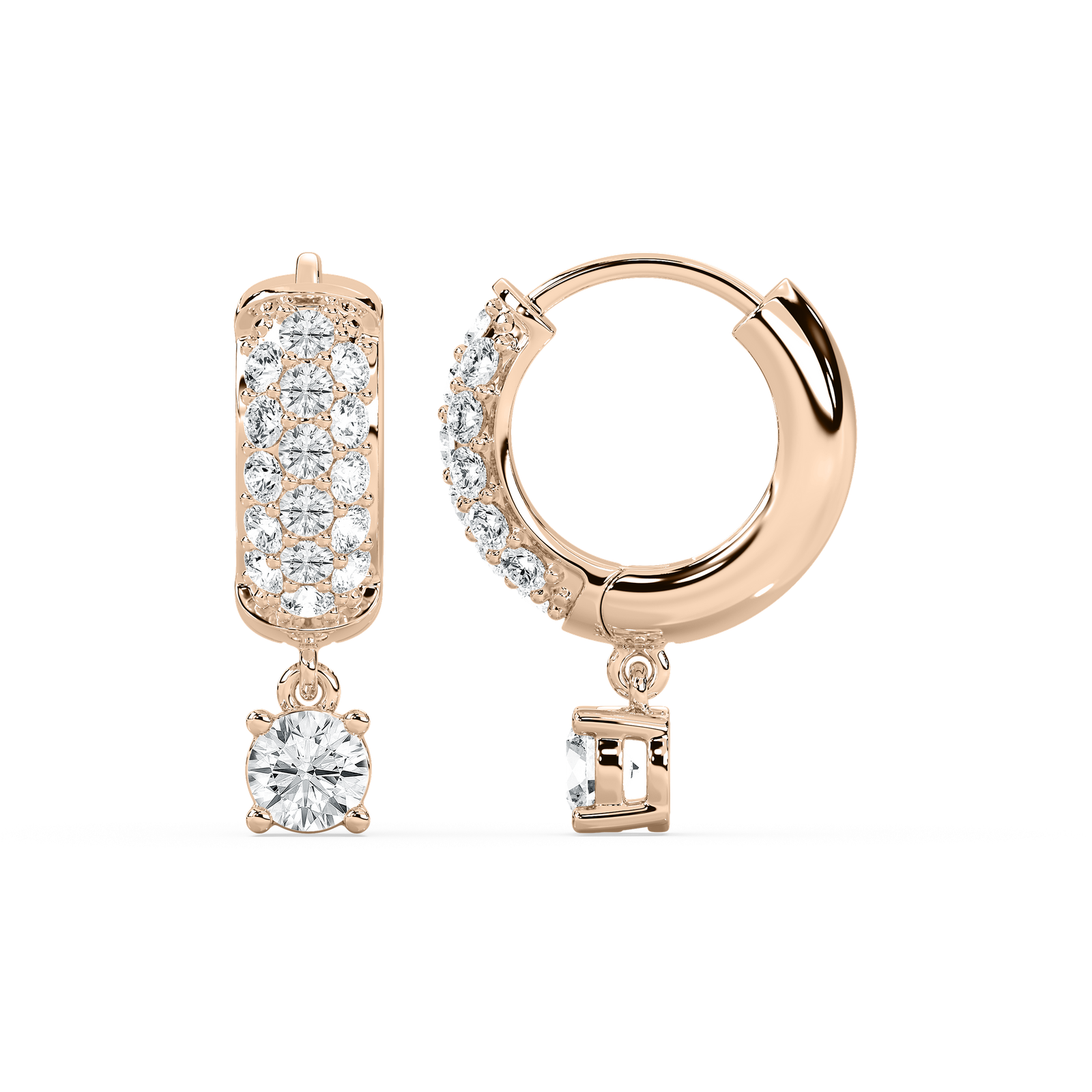 1 ½ ctw Lab Grown Diamond Solitaire Drop Pavé Hoop Earrings