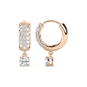 1 ½ ctw Lab Grown Diamond Solitaire Drop Pavé Hoop Earrings