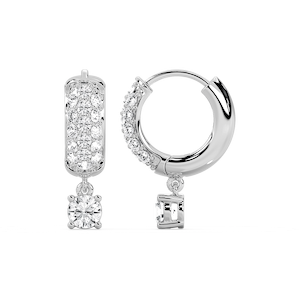 2 ¹⁄₆ ctw Lab Grown Diamond Solitaire Drop Pavé Hoop Earrings