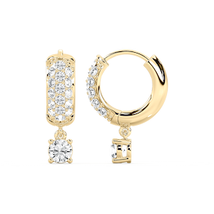 2 ¹⁄₆ ctw Lab Grown Diamond Solitaire Drop Pavé Hoop Earrings