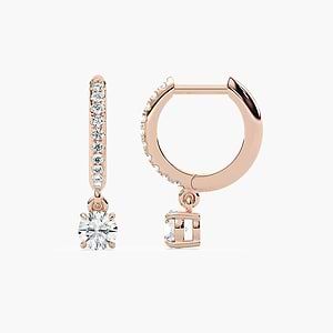 2/3 ctw Round Lab Grown Diamond Solitaire Drop Huggie Hoop Earrings