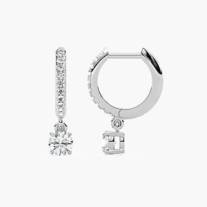 2/3 ctw Round Lab Grown Diamond Solitaire Drop Huggie Hoop Earrings