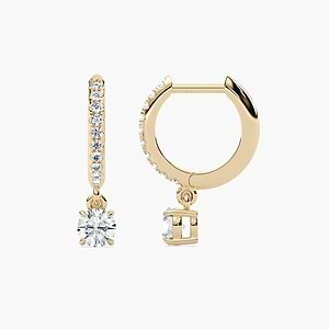 2/3 ctw Round Lab Grown Diamond Solitaire Drop Huggie Hoop Earrings