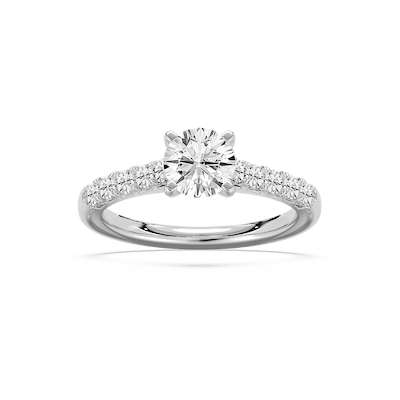 Anika 1 ¹⁄₂ ctw Round Lab Grown Diamond Bridge Side Stone Engagement Ring