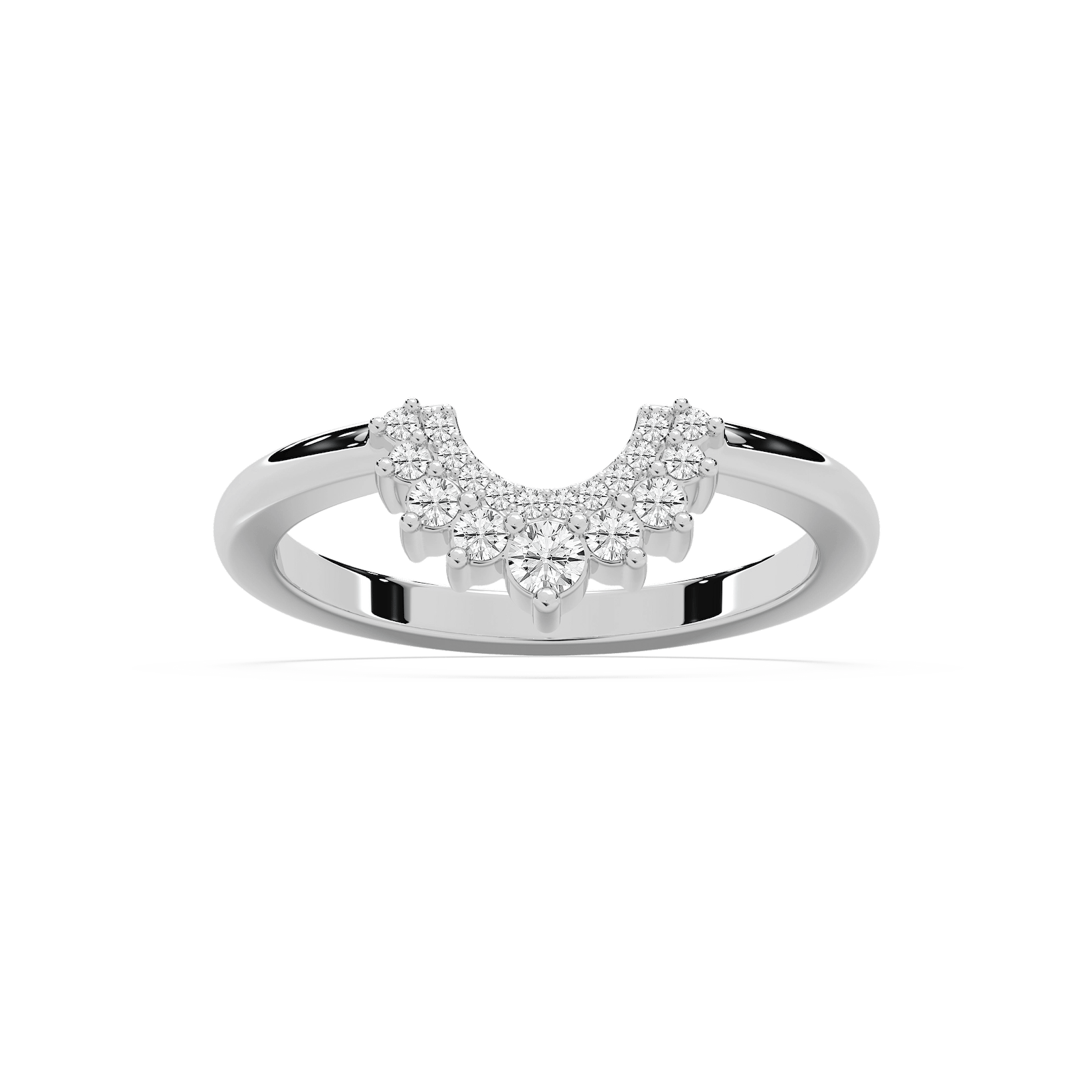 Shown in 14k Rose Gold|Graduated lab grown diamond accented wedding band with contour design set in 14k rose gold