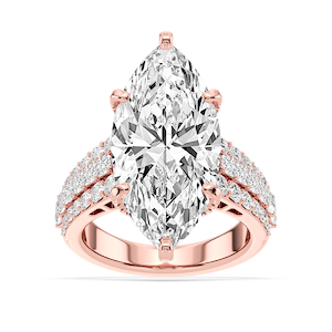 Sophia 11 ¾ ctw Marquise Lab Grown Diamond Triple Row Hidden Halo Engagement Ring - Signature Collection