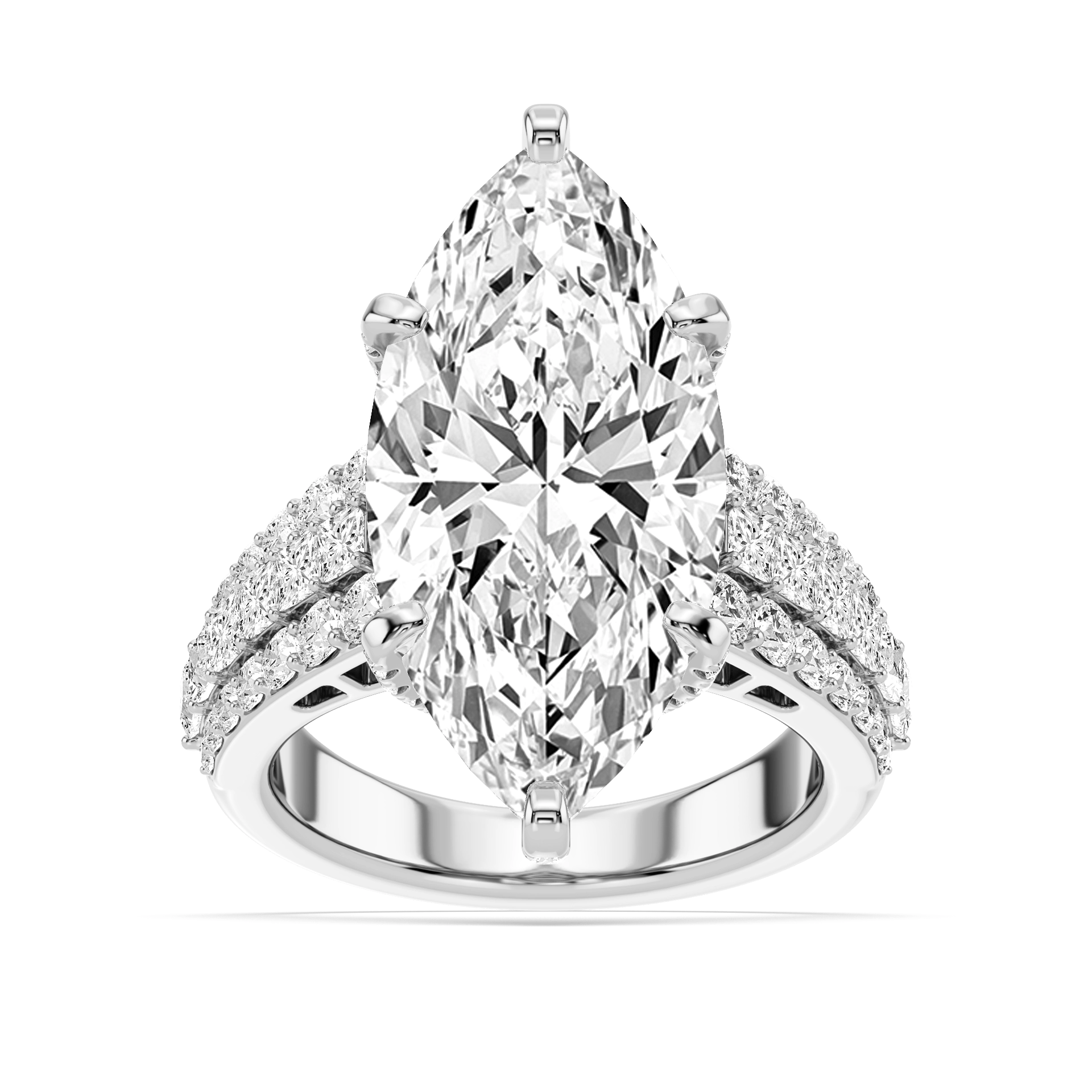 Sophia 11 ¾ ctw Marquise Lab Grown Diamond Triple Row Hidden Halo Engagement Ring - Signature Collection