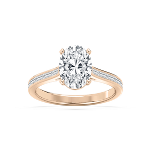 Sophie 2 ¹⁄₄ ctw Oval Lab Grown Diamond Channel Set Baguette Side Stone Engagement Ring