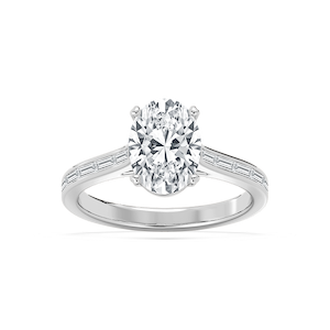 Sophie 2 ¹⁄₄ ctw Oval Lab Grown Diamond Channel Set Baguette Side Stone Engagement Ring
