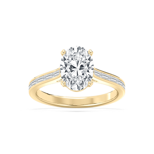 Sophie 2 ¹⁄₄ ctw Oval Lab Grown Diamond Channel Set Baguette Side Stone Engagement Ring