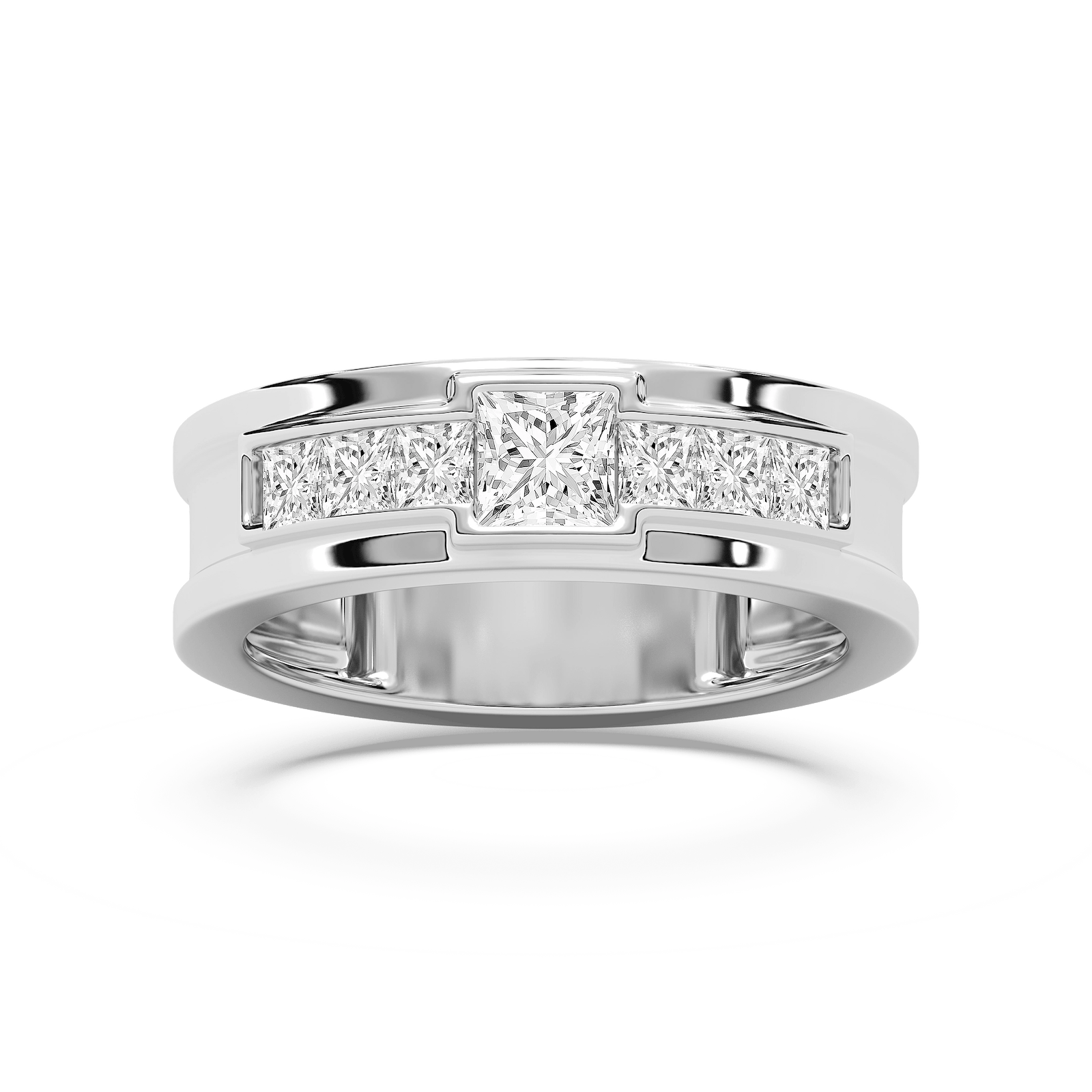 Elijah 1 ⅓ ctw Princess Lab Grown Diamond 7.20mm Bezel Mens Wedding Band