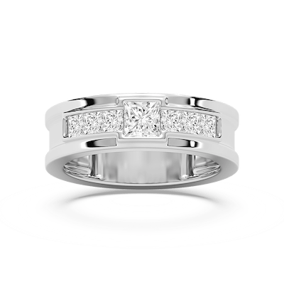 Elijah 1 ⅓ ctw Princess Lab Grown Diamond 7.20mm Bezel Mens Wedding Band