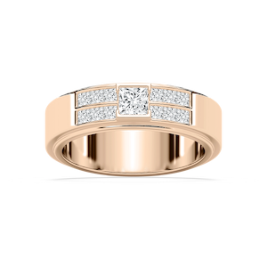Max 1 ctw Princess Lab Grown Diamond 6.80mm Half Bezel Mens Wedding Band