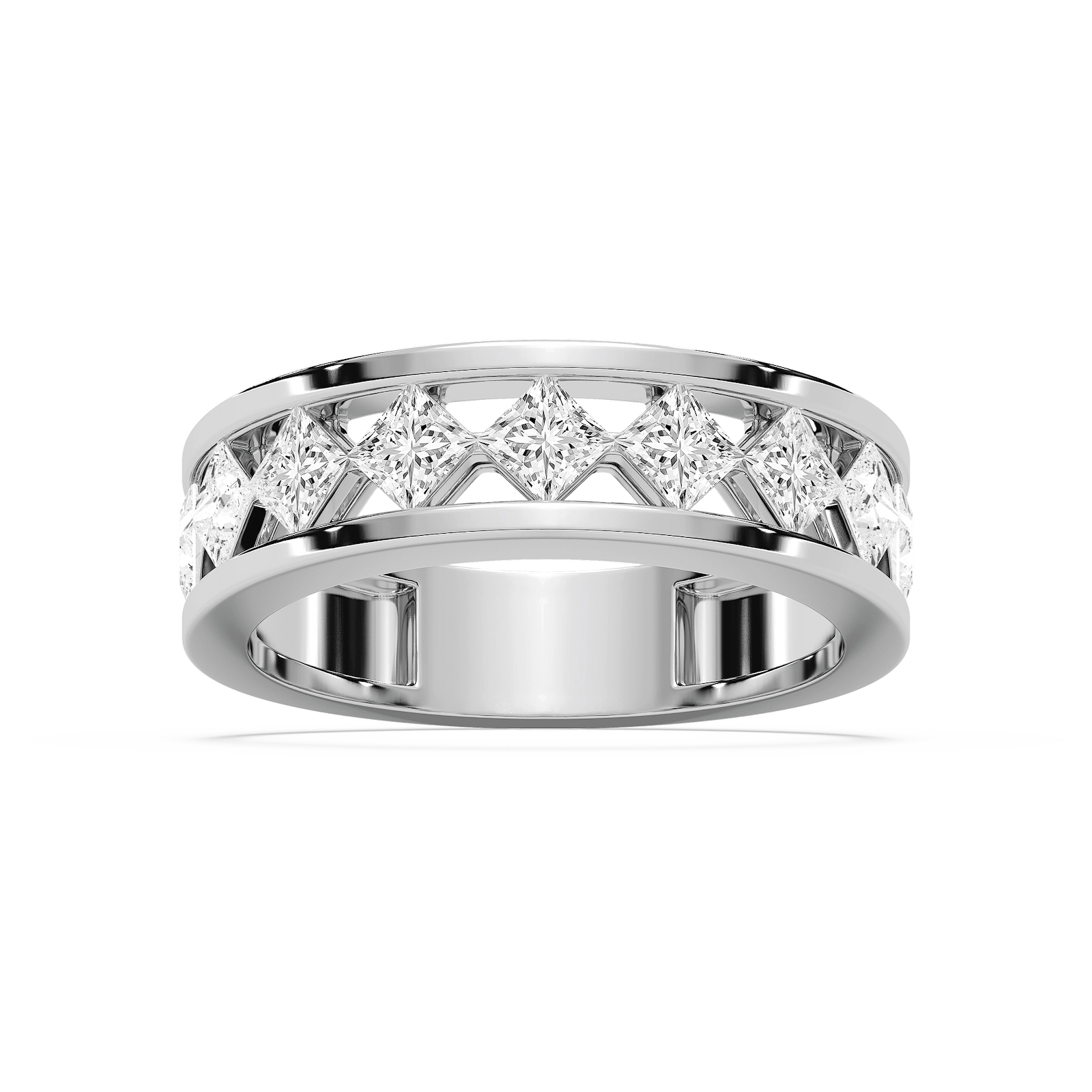 Niall 2 ctw Princess Lab Grown Diamond 4.90mm Lattice Mens Wedding Band