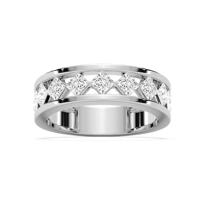 Niall 2 ctw Princess Lab Grown Diamond 4.90mm Lattice Mens Wedding Band
