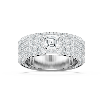 Jonah 3 ⅓ ctw Asscher and Round Lab Grown Diamond 8.45mm Bezel Mens Wedding Band