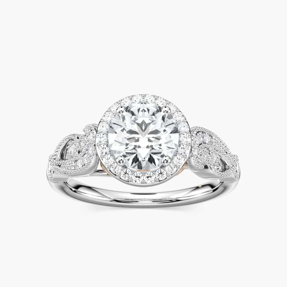 Freya Round Lab Grown Diamond Vintage Milgrain Halo Engagement Ring