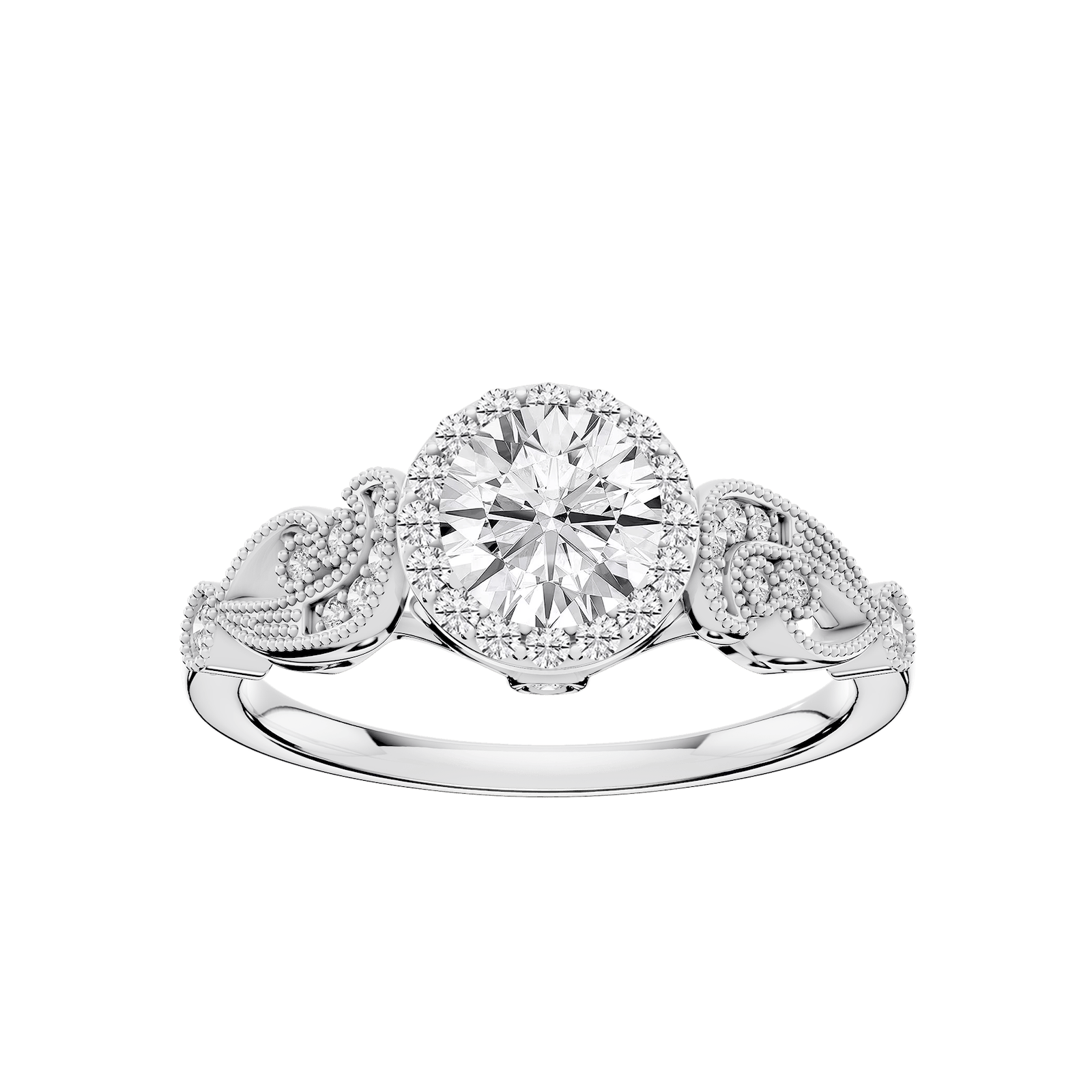 Freya Lab Grown Diamond Halo Vintage Filigree Wedding Set