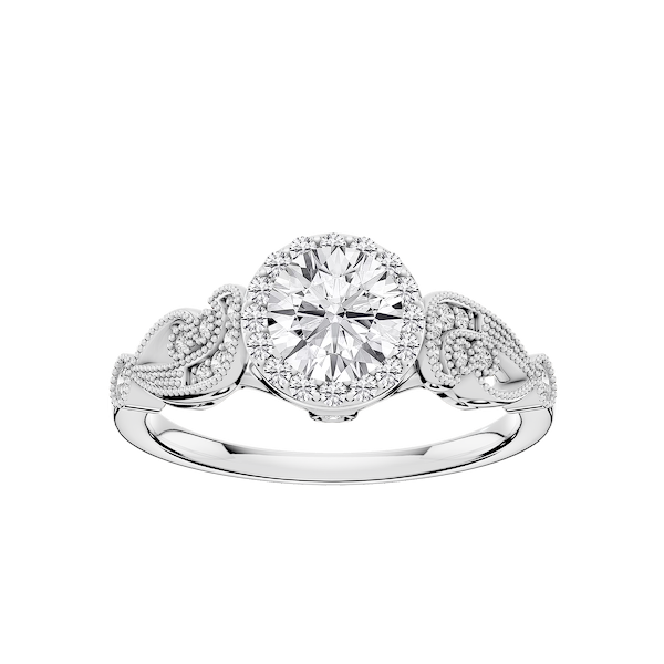 Freya Lab Grown Diamond Halo Vintage Filigree Wedding Set