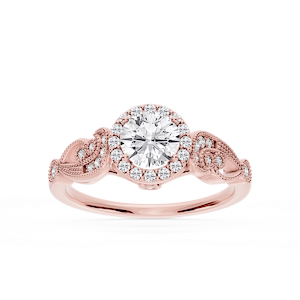Freya Lab Grown Diamond Halo Vintage Filigree Wedding Set