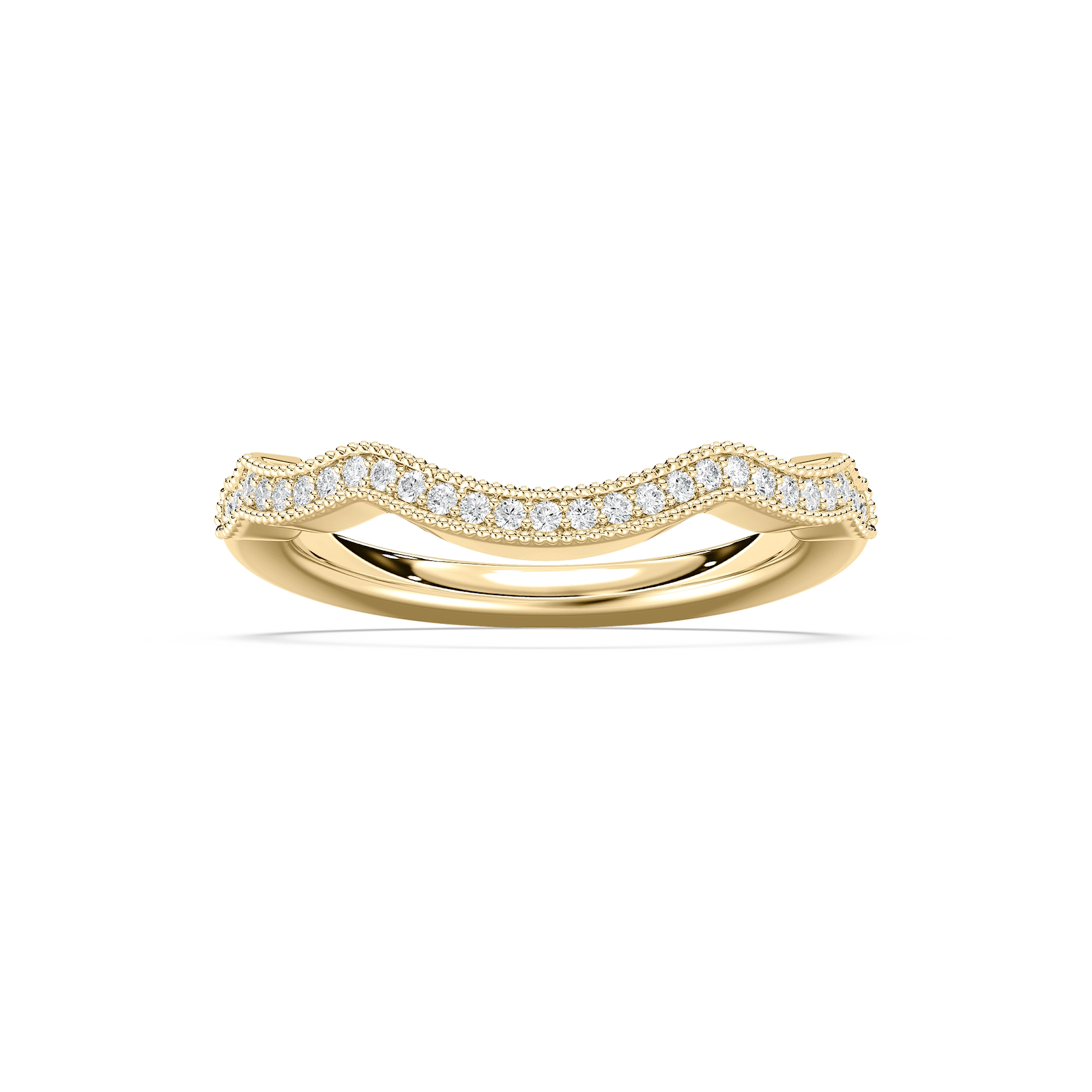 Addilyn 1/8 ctw Round Lab Grown Diamond Milgrain Channel Curved Band