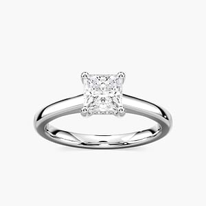 Stefania Princess Lab Grown Diamond Cathedral Hidden Halo Engagement Ring
