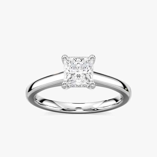 Stefania Princess Lab Grown Diamond Cathedral Hidden Halo Engagement Ring