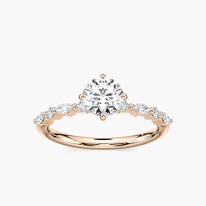 Summer Round Lab Grown Diamond Single Shared Prong Side Stone Engagement Ring