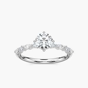 Summer Round Lab Grown Diamond Single Shared Prong Side Stone Engagement Ring