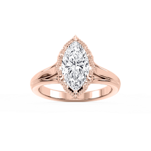 Tabitha Marquise Lab Grown Diamond Six Prong Catherdral Side Stone Engagement Ring