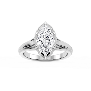 Tabitha Marquise Lab Grown Diamond Six Prong Catherdral Side Stone Engagement Ring