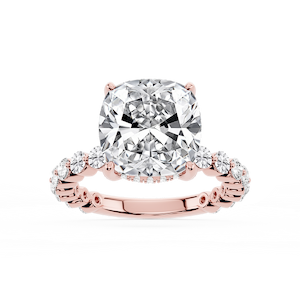 Tamara Cushion Lab Grown Diamond Single Shared Prong Hidden Halo Engagement Ring