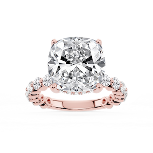 Tamara Cushion Lab Grown Diamond Single Shared Prong Hidden Halo Engagement Ring