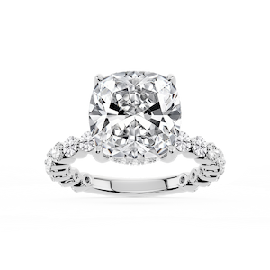 Tamara Cushion Lab Grown Diamond Single Shared Prong Hidden Halo Engagement Ring