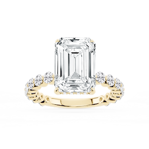 Tamara Emerald Lab Grown Diamond Single Shared Prong Hidden Halo Engagement Ring