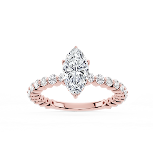 Tamara Marquise Lab Grown Diamond Single Shared Prong Hidden Halo Engagement Ring