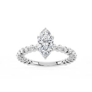 Tamara Marquise Lab Grown Diamond Single Shared Prong Hidden Halo Engagement Ring