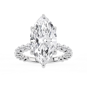 Tamara Marquise Lab Grown Diamond Single Shared Prong Hidden Halo Engagement Ring