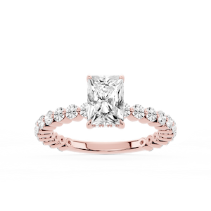 Tamara Radiant Lab Grown Diamond Single Shared Prong Hidden Halo Engagement Ring