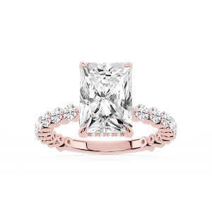 Tamara Radiant Lab Grown Diamond Single Shared Prong Hidden Halo Engagement Ring
