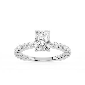 Tamara Radiant Lab Grown Diamond Single Shared Prong Hidden Halo Engagement Ring