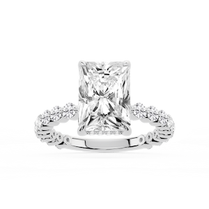 Tamara Radiant Lab Grown Diamond Single Shared Prong Hidden Halo Engagement Ring