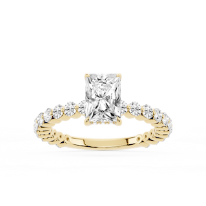 Tamara Radiant Lab Grown Diamond Single Shared Prong Hidden Halo Engagement Ring