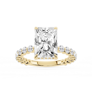 Tamara Radiant Lab Grown Diamond Single Shared Prong Hidden Halo Engagement Ring