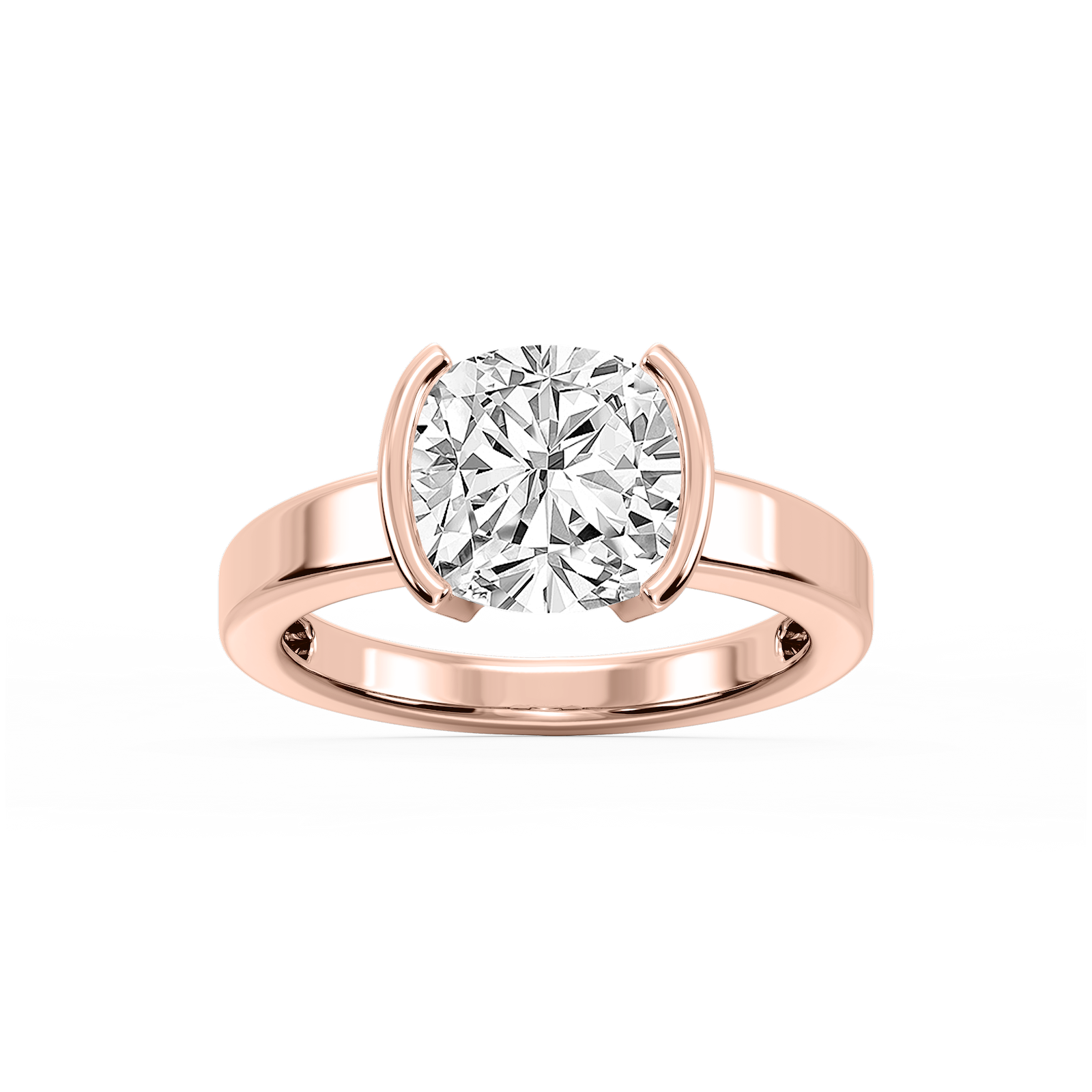 Teagan Cushion Lab Grown Diamond Half Bezel Solitaire Engagement Ring