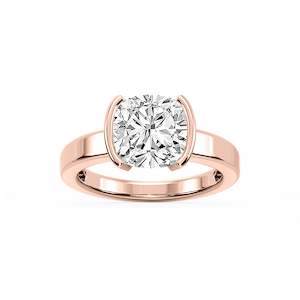 Teagan Cushion Lab Grown Diamond Half Bezel Solitaire Engagement Ring