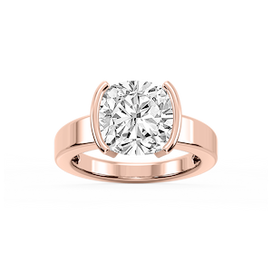 Teagan Cushion Lab Grown Diamond Half Bezel Solitaire Engagement Ring